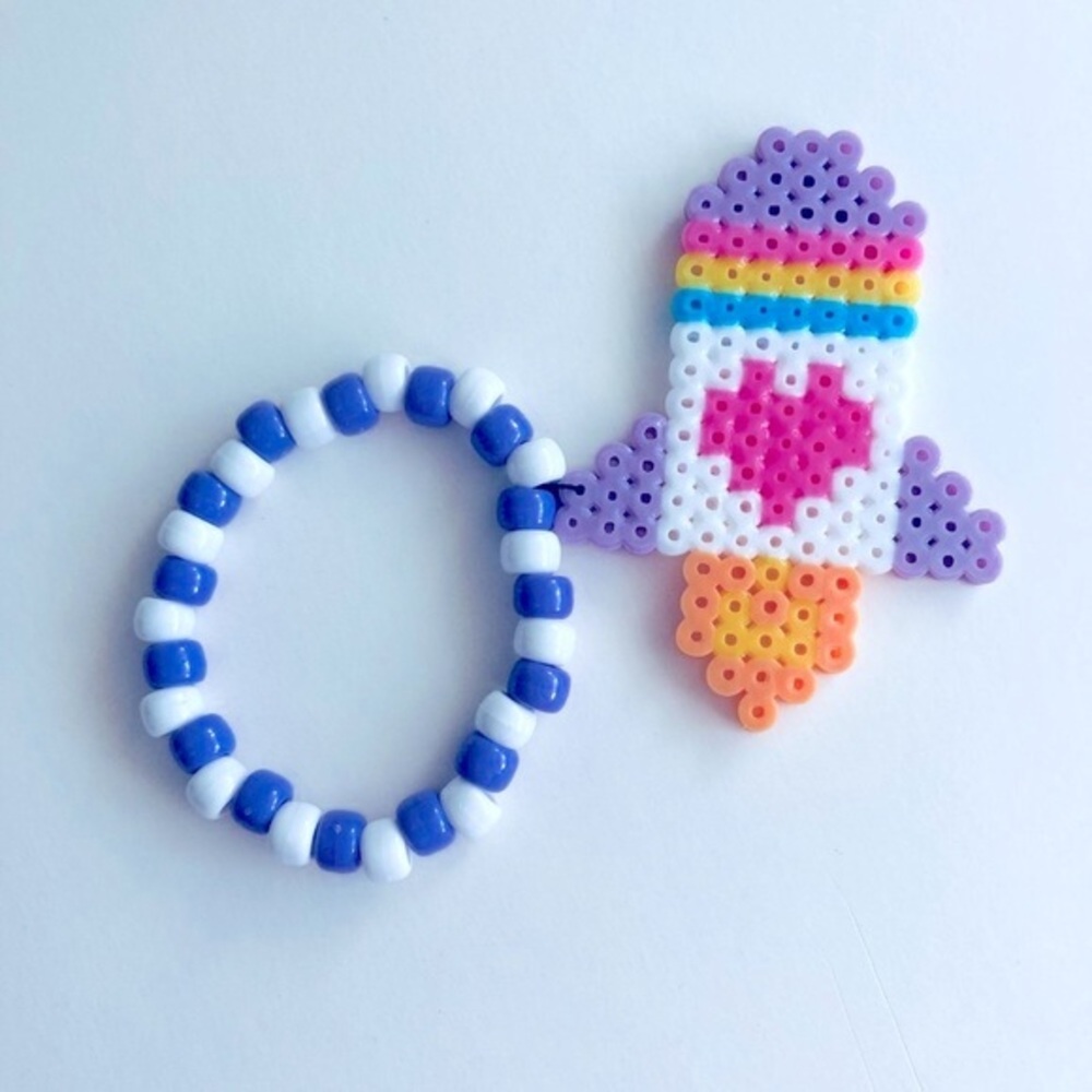 🍒 5/$25 🍒 Starship Rave Kandi Perler Bracelet
